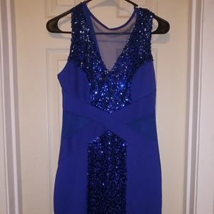 Short Fitted Blue sequenced Dress
